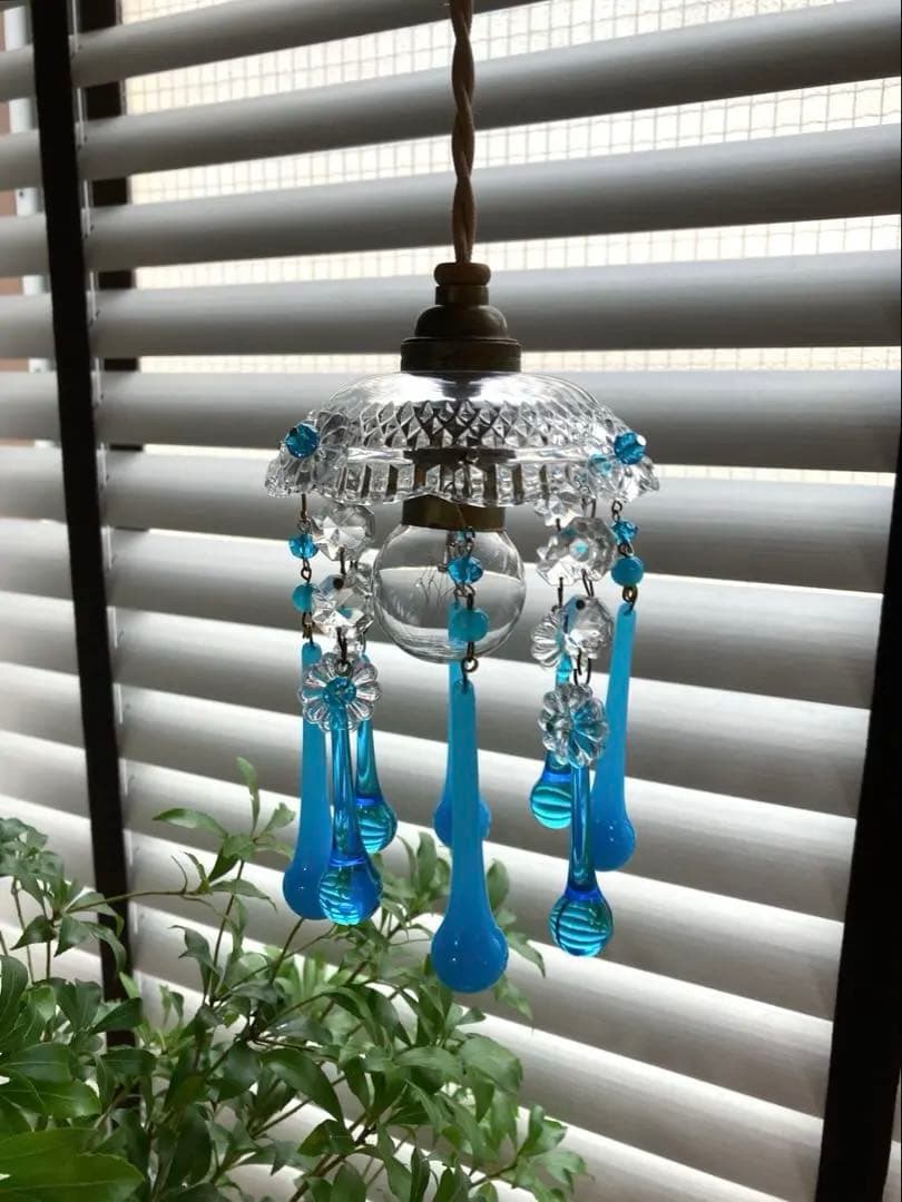 ミニシャンデリア（青の世界）　フランス　アンティーク　シェード　1910年