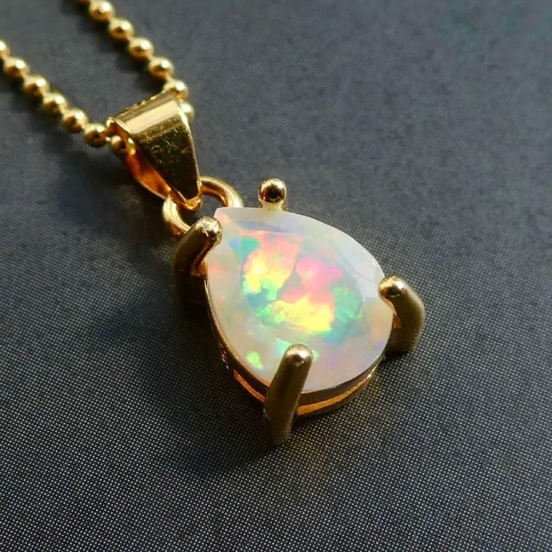 【虹入り】2)宝石質AAAオパールのシンプルネックレス