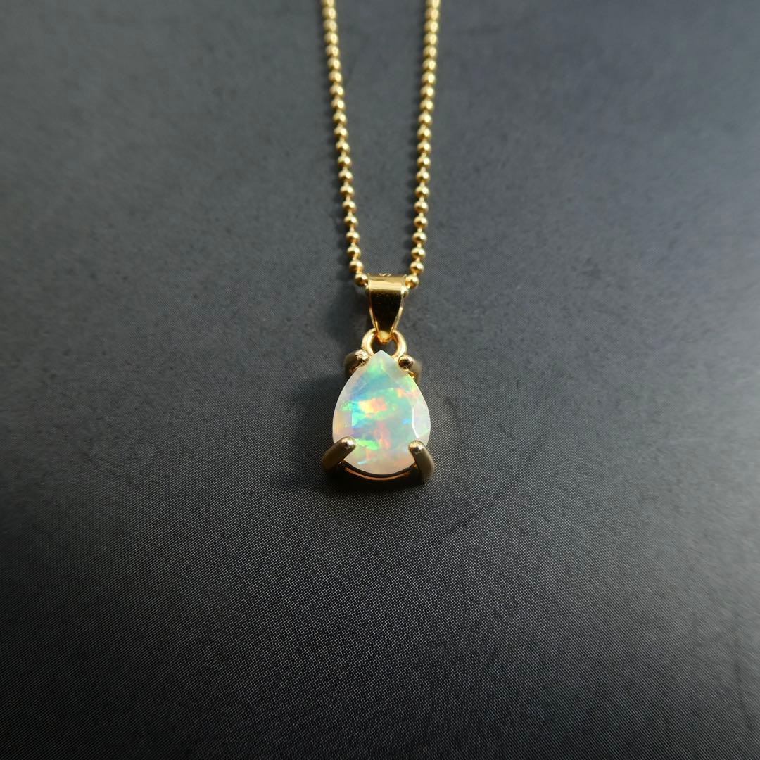 【虹入り】2)宝石質AAAオパールのシンプルネックレス