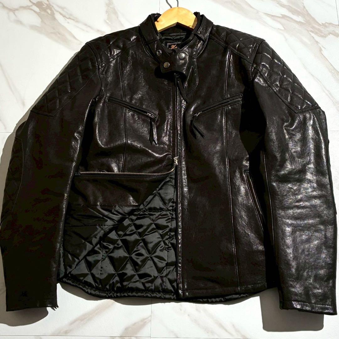 美品 マックスフリッツ ゴートレザー シングルライダースジャケット L 【182