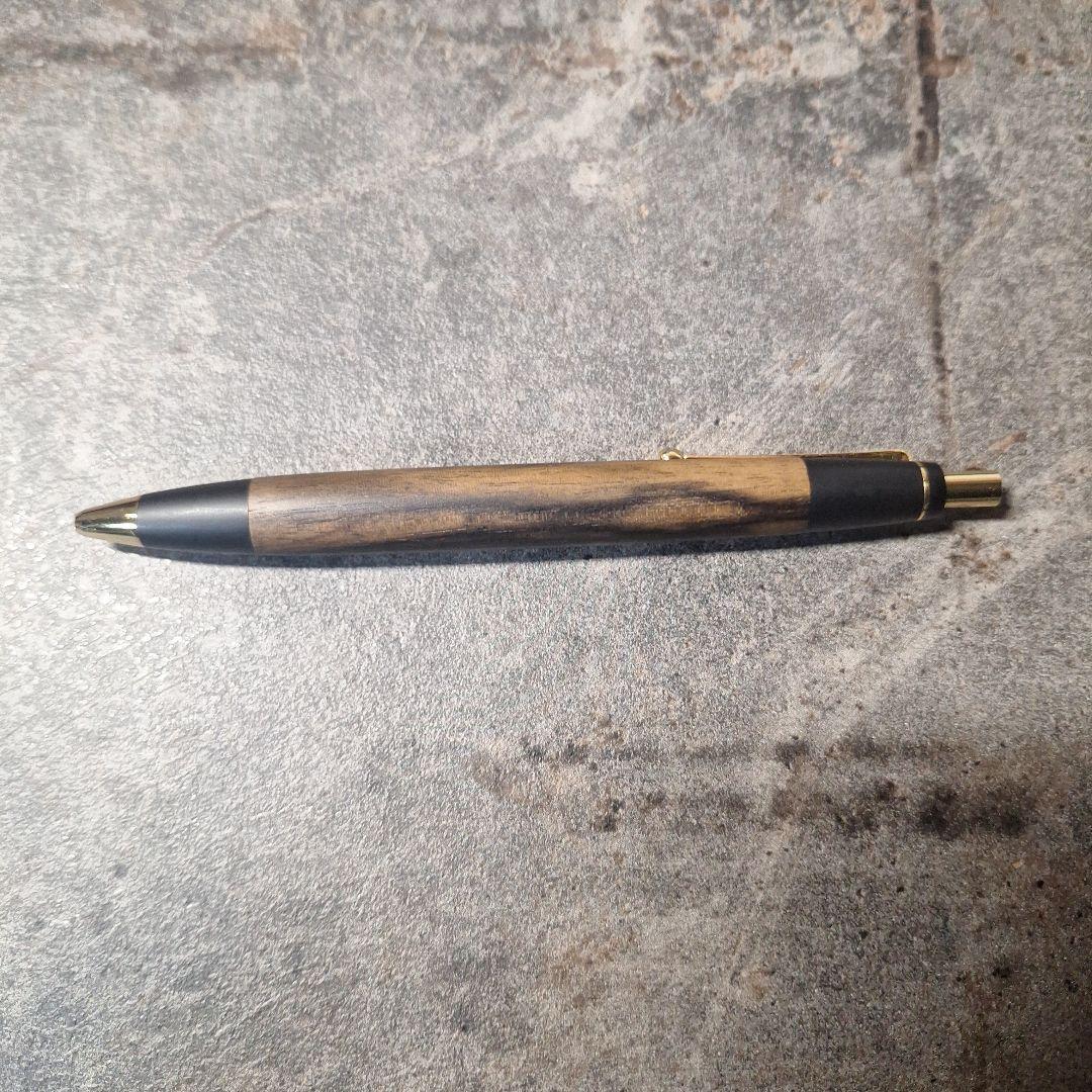 値下げ中！　野原工芸　黒柿　スタンダードボールペン　玉クリップ