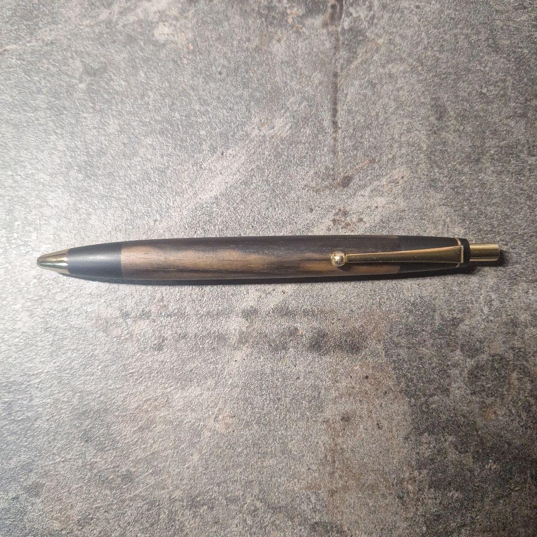 値下げ中！　野原工芸　黒柿　スタンダードボールペン　玉クリップ