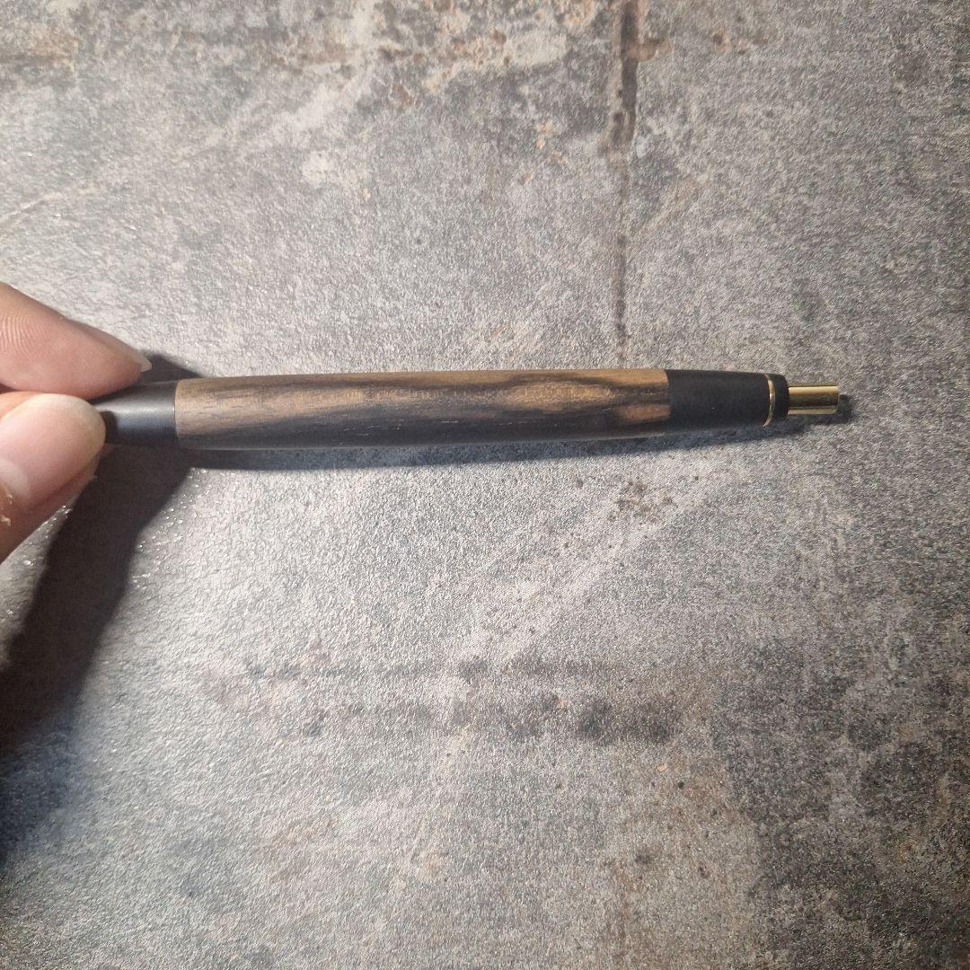 値下げ中！　野原工芸　黒柿　スタンダードボールペン　玉クリップ