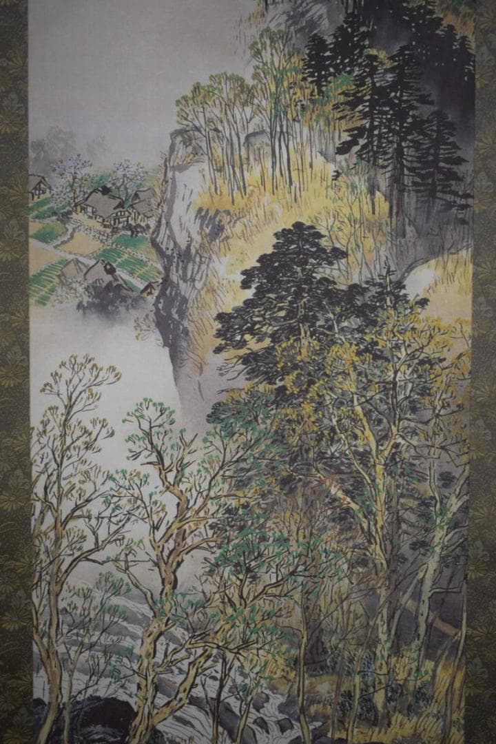 複製/川合玉堂/渓村春信/工芸/桐共箱付/布袋屋掛軸HH-362