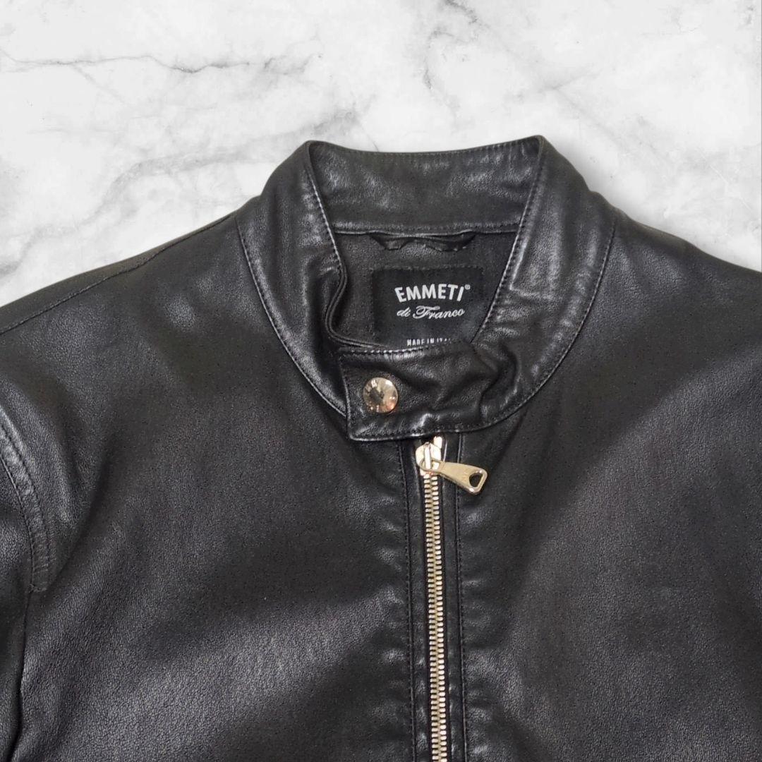 美品✨EMMETI JURI ゴールドジップ 黒 44 シングルライダース