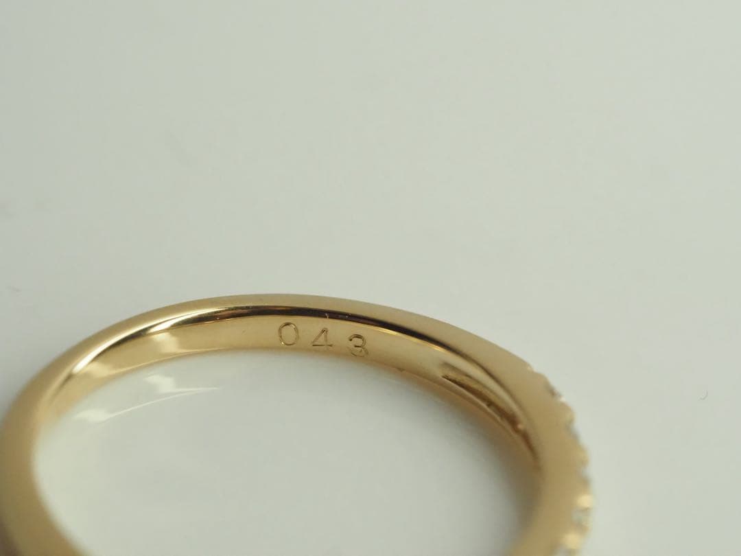 0.43ct K18YG 天然ダイヤモンド ハーフエタニティリング