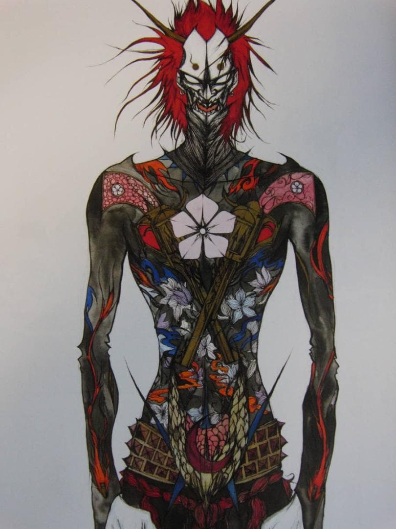 天野弓彦、【明智光秀】、希少な額装用画集より、状態良好、新品額 額装付