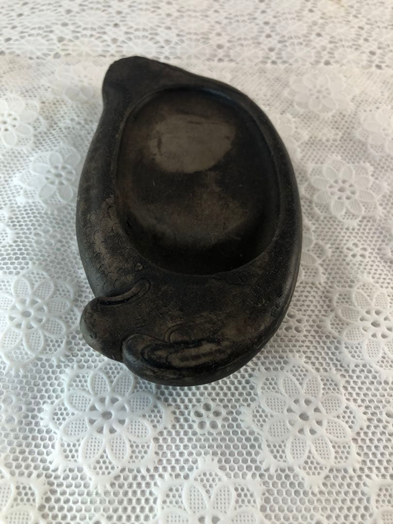 硯　石製 鳥形器 文字刻印あり
