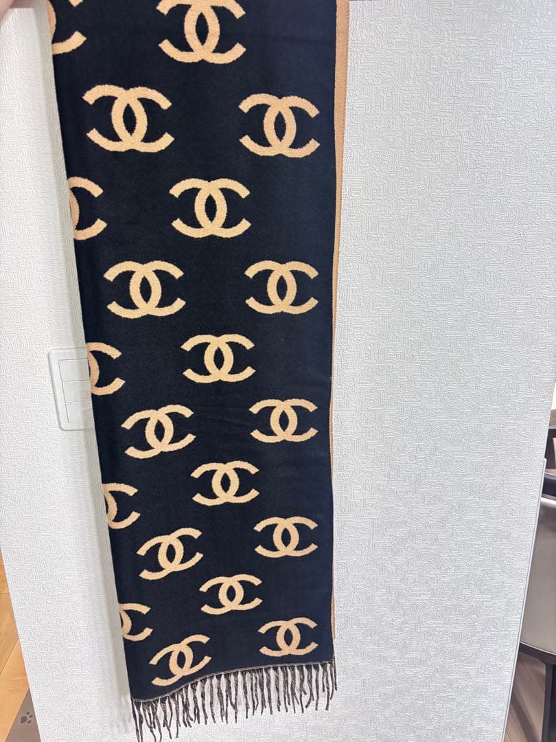 CHANEL マフラー ノベルティ品 黒 ベージュ