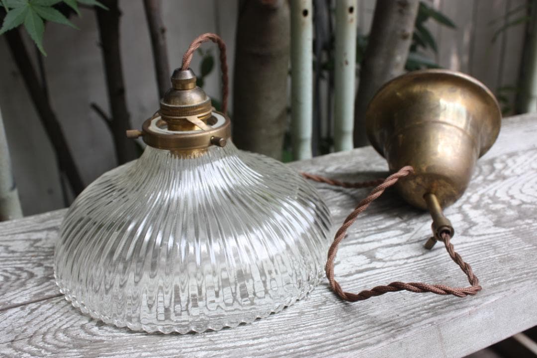 アンティーク ガラス 真鍮 昭和 レトロ E17　店舗什器