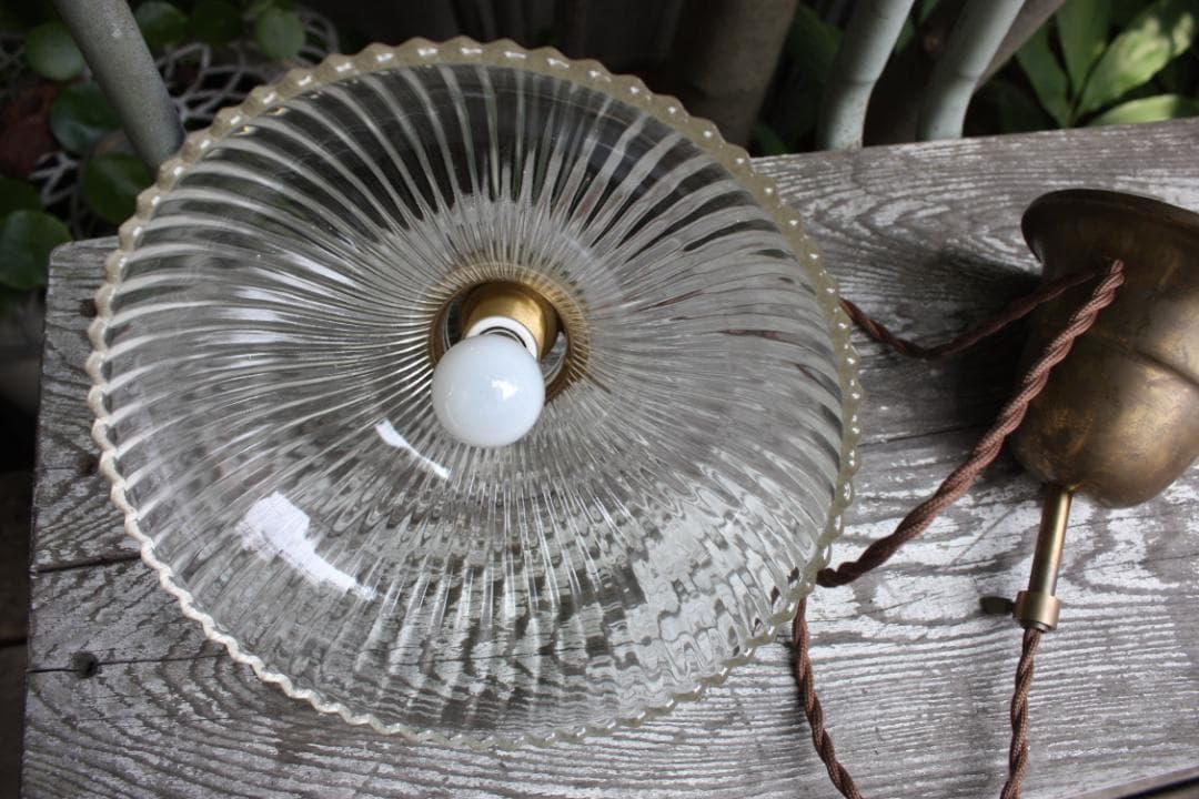 アンティーク ガラス 真鍮 昭和 レトロ E17　店舗什器