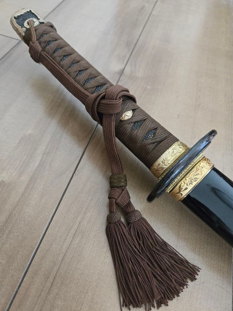 第二次大戦頃/実物　極美品　海軍士官軍刀拵え(刀身なし)　高級漆鞘　番号揃い