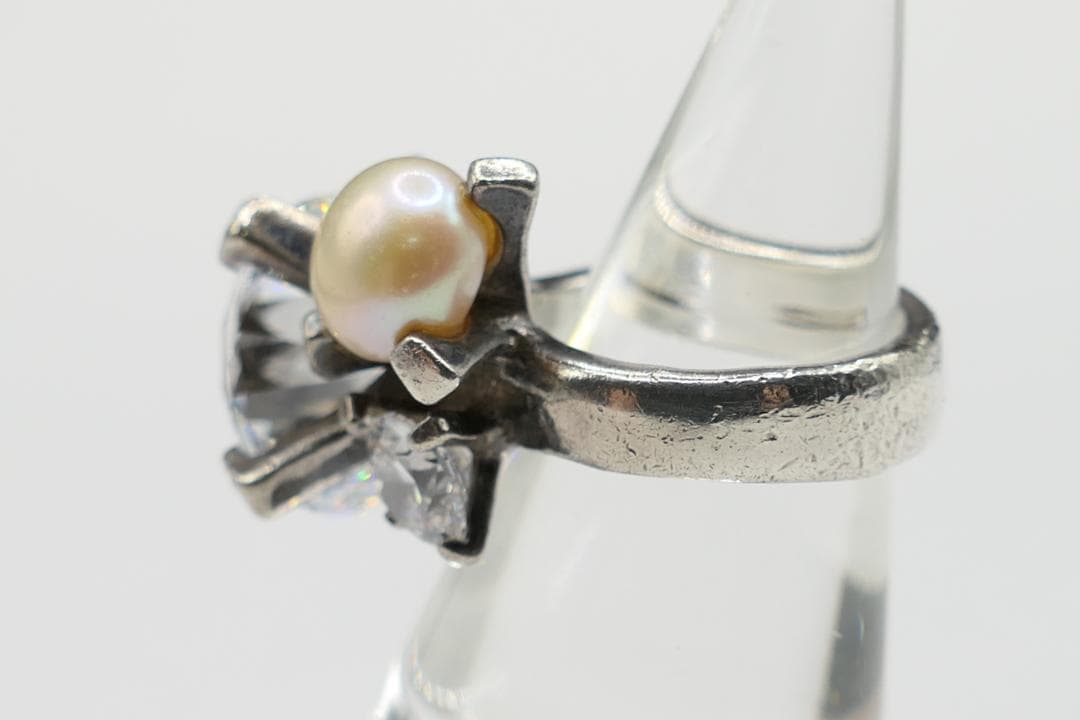 11号　e.m　イーエム　ジルコニア　パール　ストーン　リング　指輪　傷