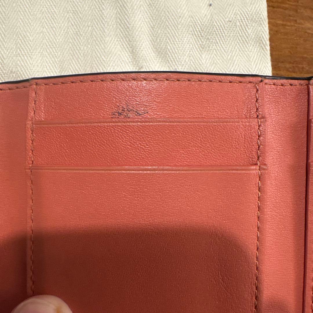 レザー製三つ折り財布 ピンク