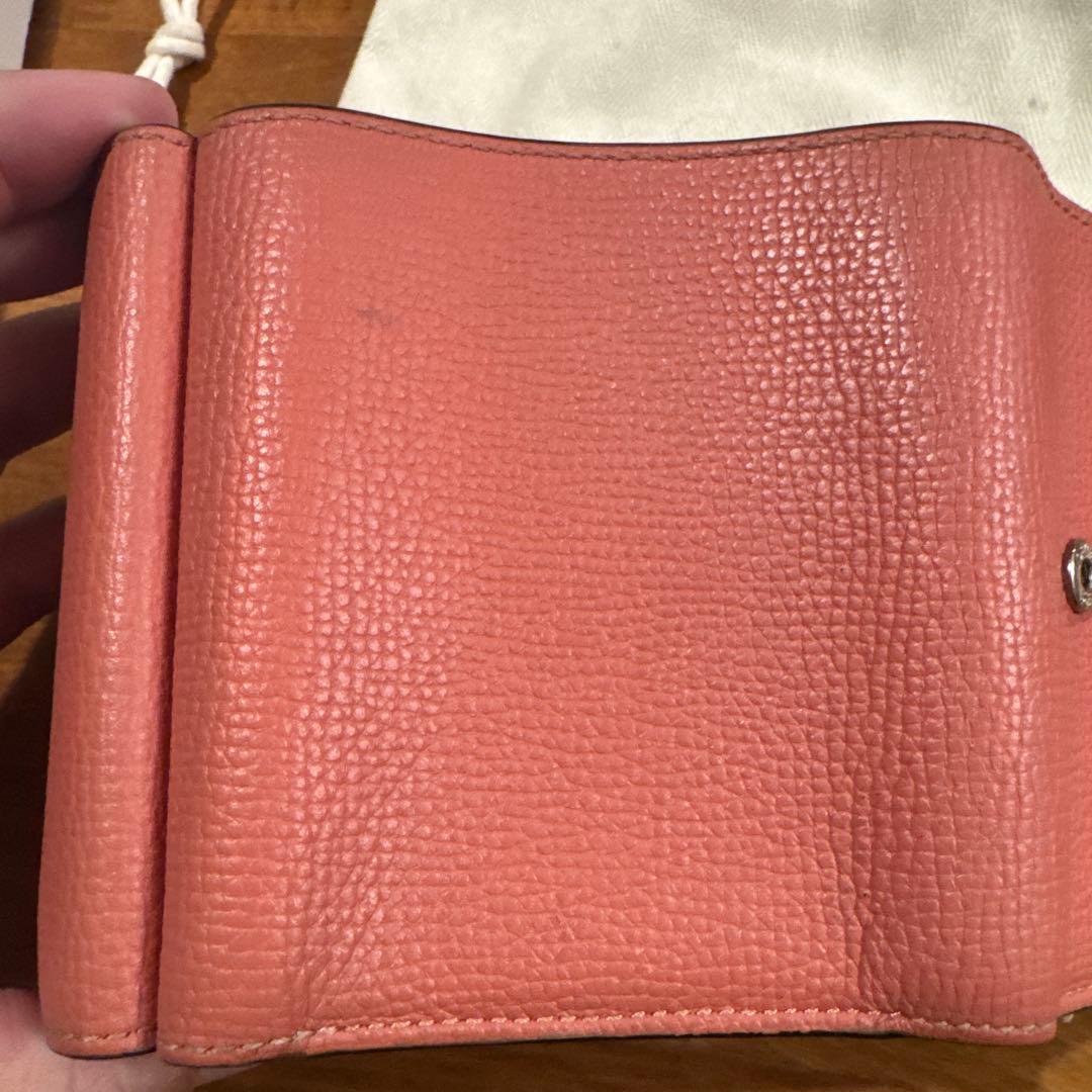 レザー製三つ折り財布 ピンク