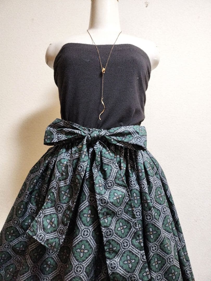 1809　大島紬リメイク☆ギャザースカート+ガウチョパンツ＆トートバッグストール