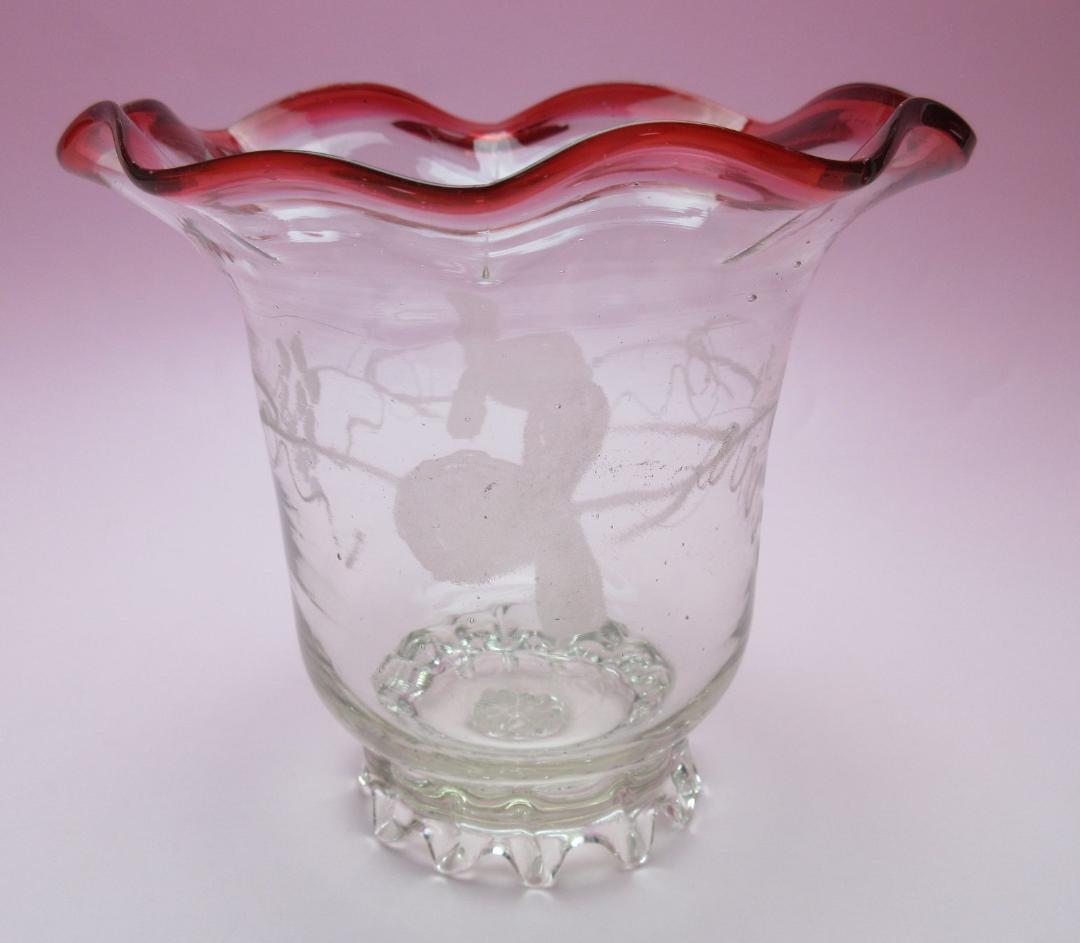 アンティーク 明治期～大正期 フリル 氷コップ デザートグラス 70816