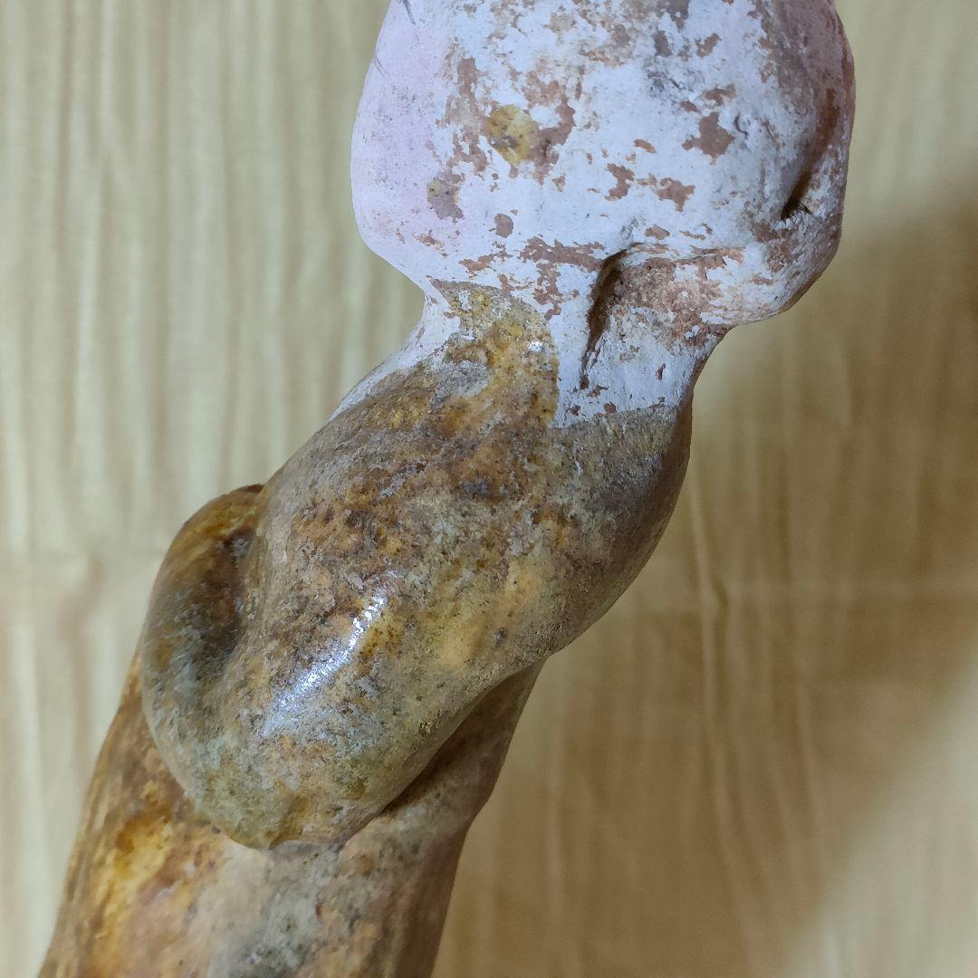 加彩人物俑　中国古陶　古玩　侍女　唐三彩