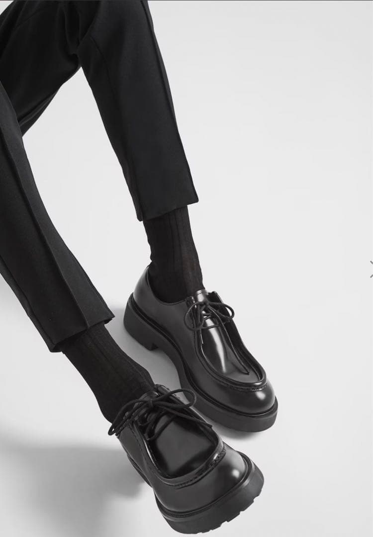 PRADA ダイアパソン レザー 23AW 黒 革靴 26cm