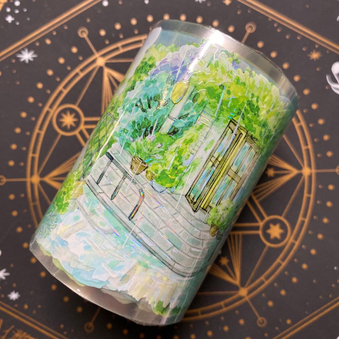 【8902】海外　マステ　3/5/巻　貝殻光マスキングテープ　雨景色　公園