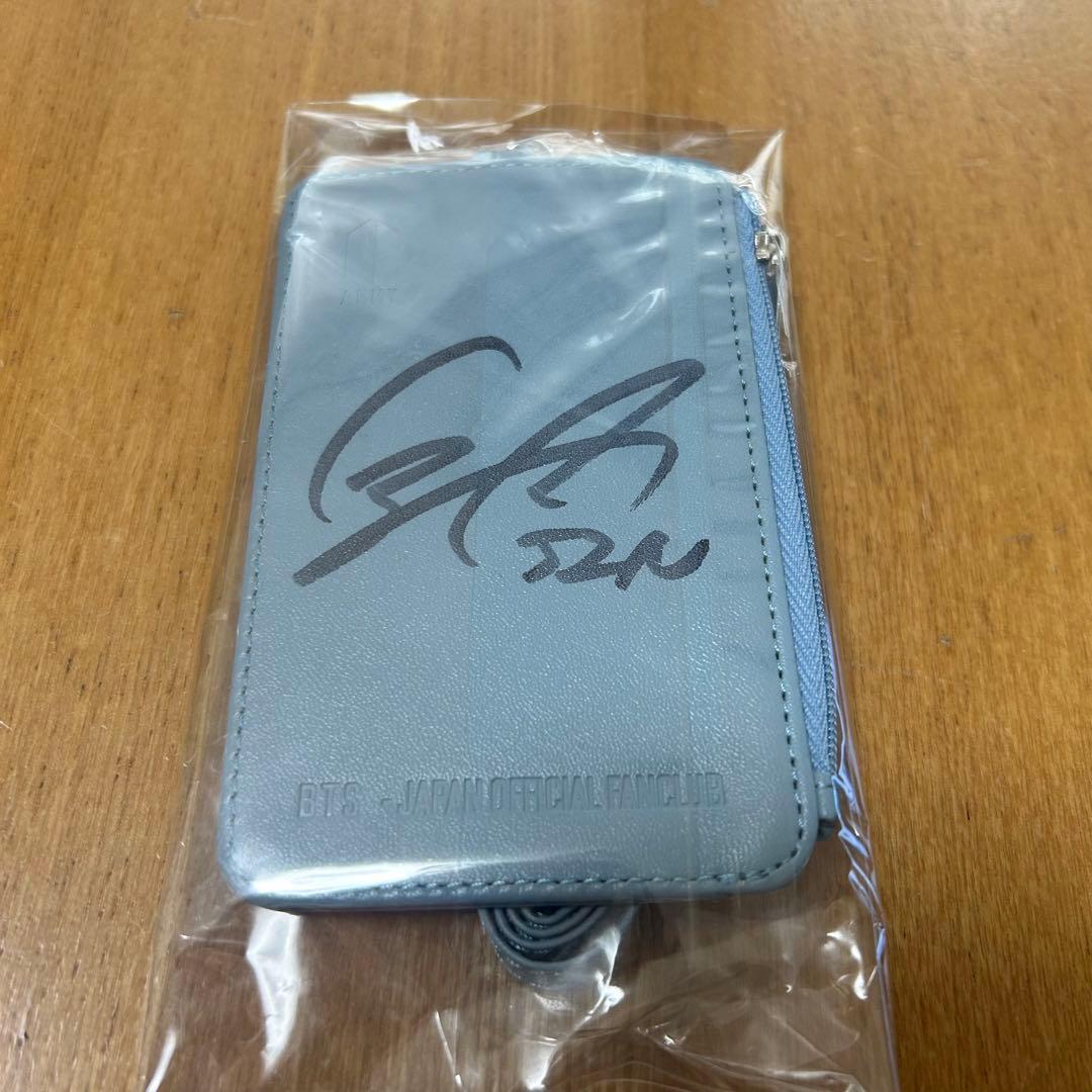 【当選通知書付き】BTS JIN サイン入り水色ポーチ ストラップ付き