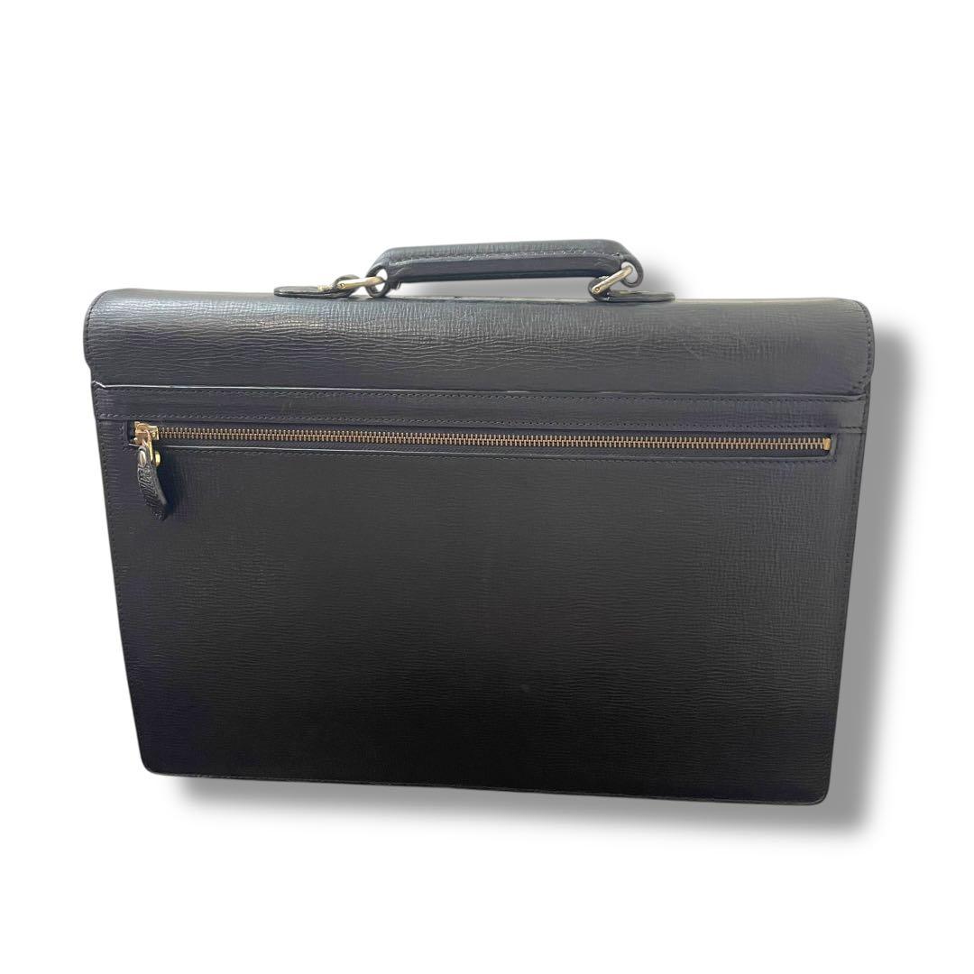 BURBERRY バーバリー　ビジネスバッグ 黒 オールレザー フラップ 金具