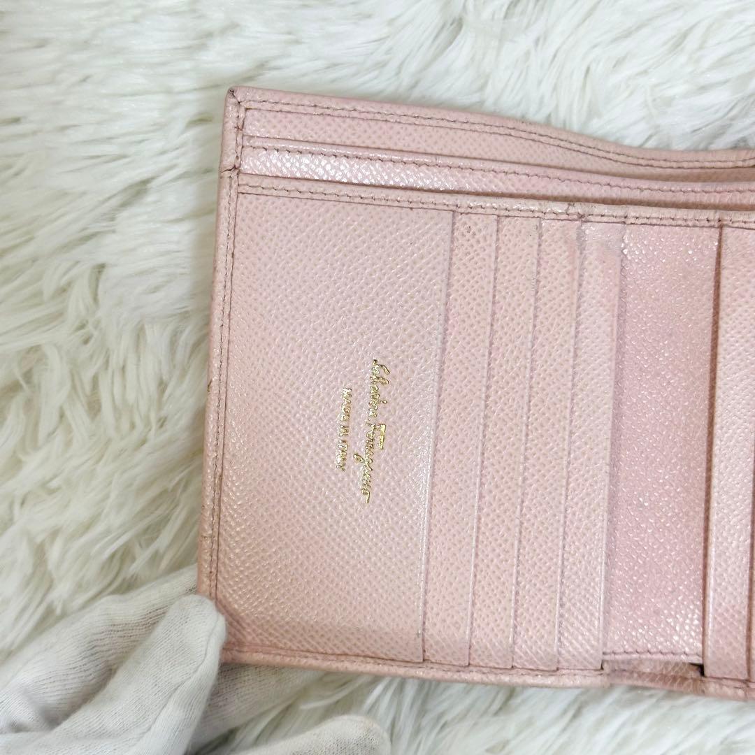 NFC認証 Ferragamo 折り財布 ガンチーニ ロゴクリップ ゴールド