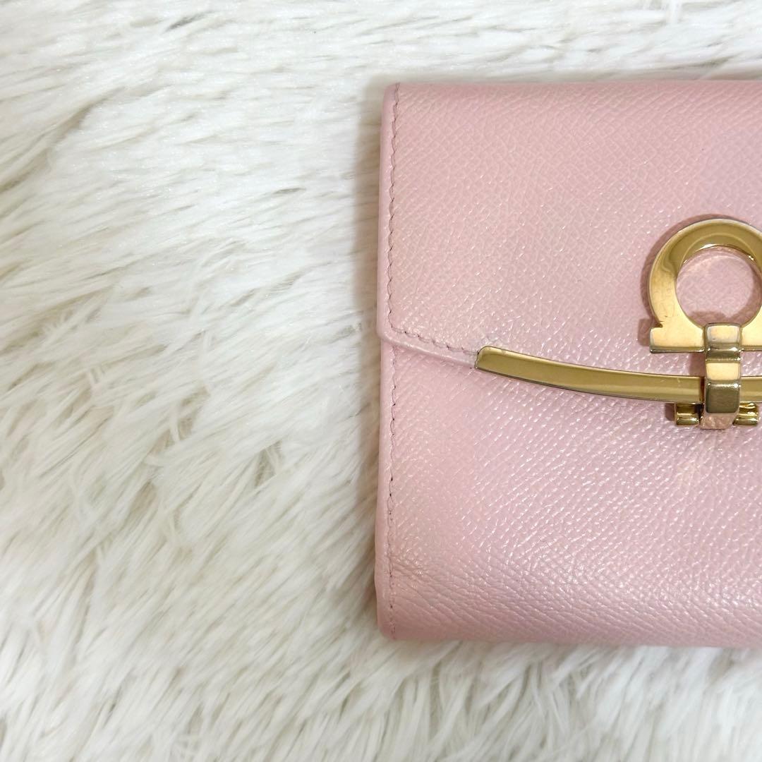 NFC認証 Ferragamo 折り財布 ガンチーニ ロゴクリップ ゴールド