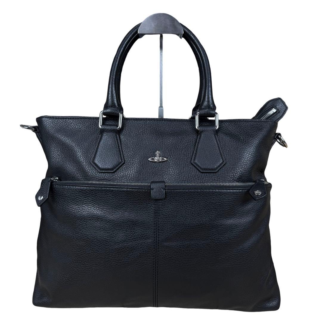 【A4対応/美品】ヴィヴィアンウエストウッド 2wayビジネスバッグ レザー 黒