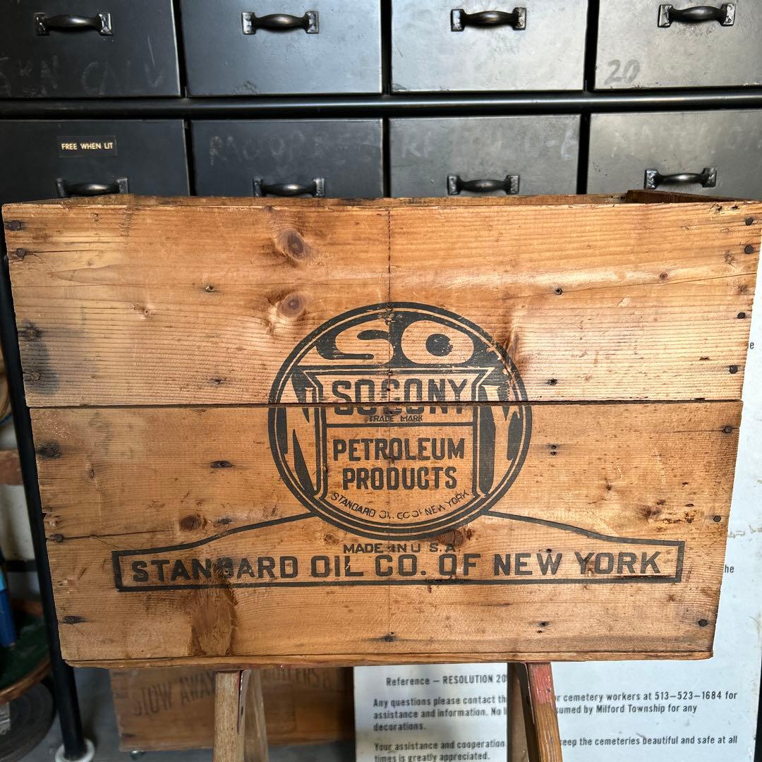 U.S.Aヴィンテージ SOCONY 木箱 vintage wooden box