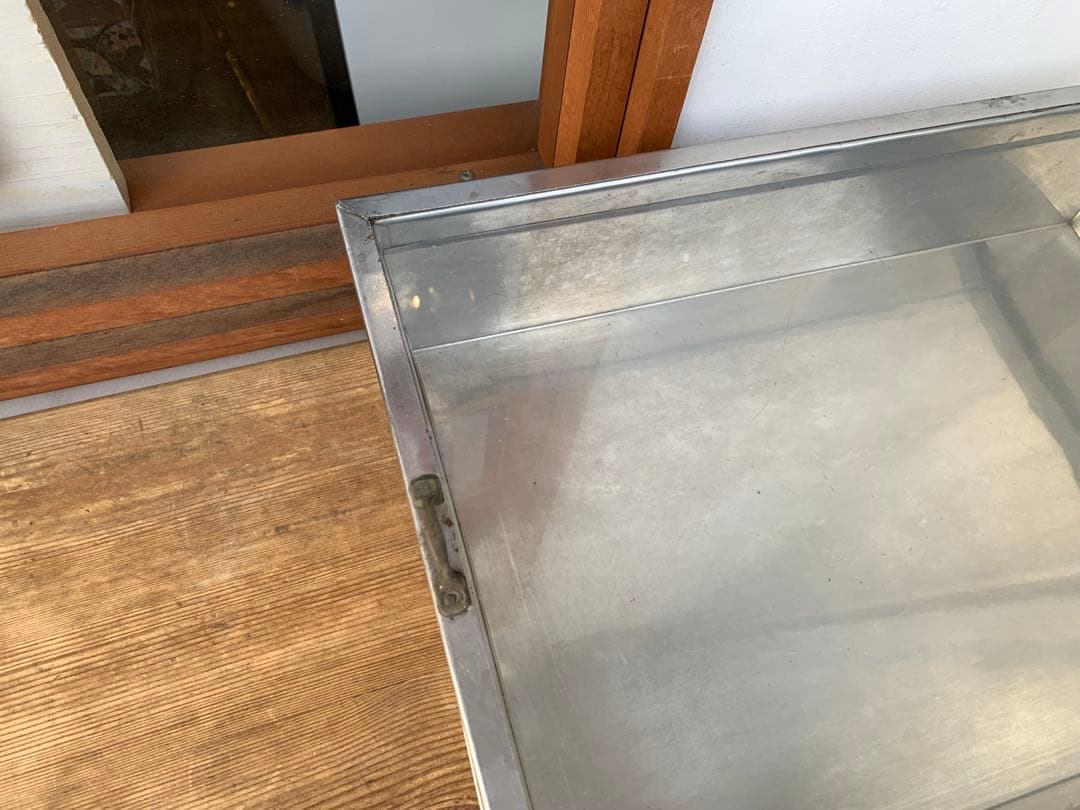 G0412★駄菓子屋ケース　ブリキガラスケース　蓋付ケース　駄菓子屋　店舗什器