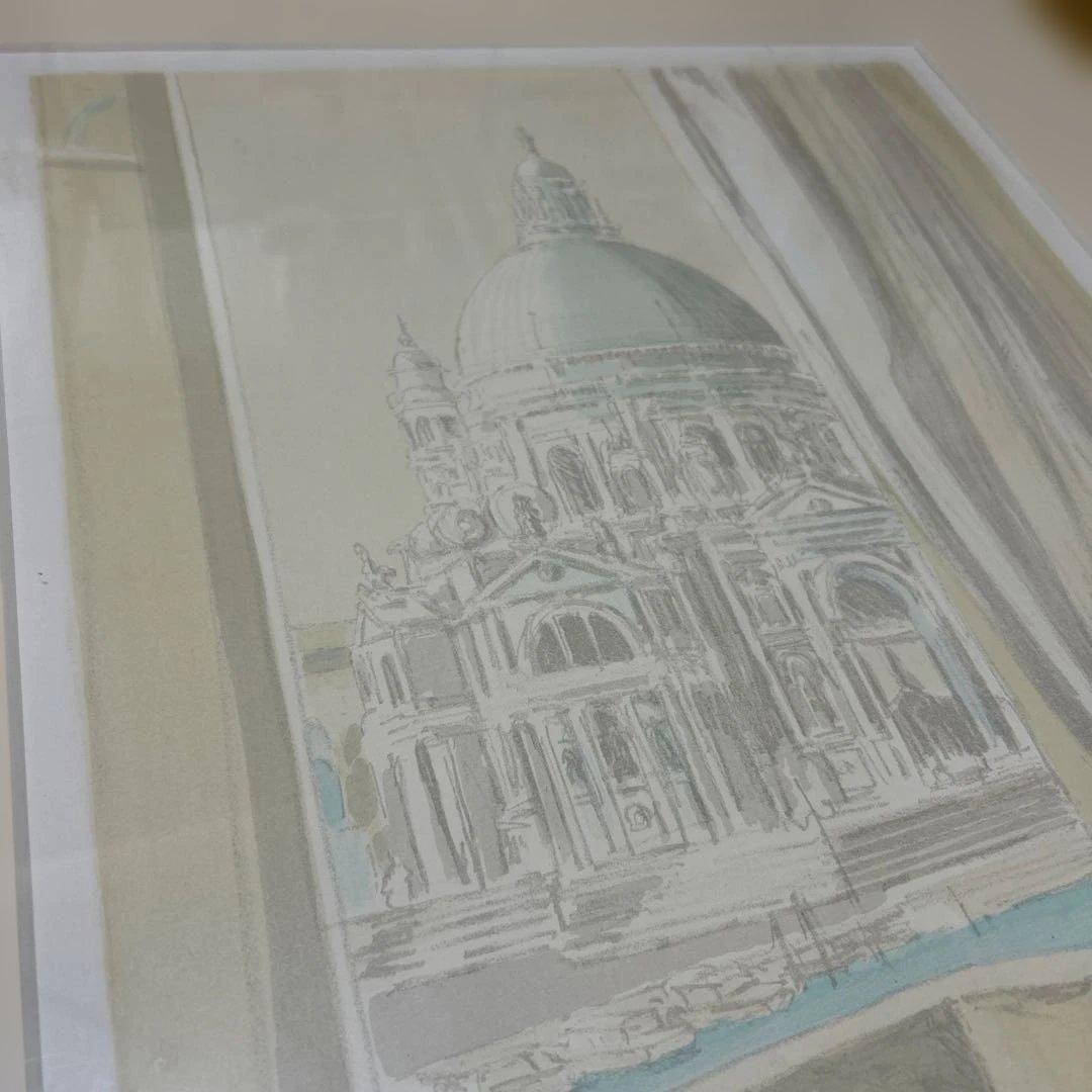 風景画 水彩画 松浦　安弘　カテドラルのある風景