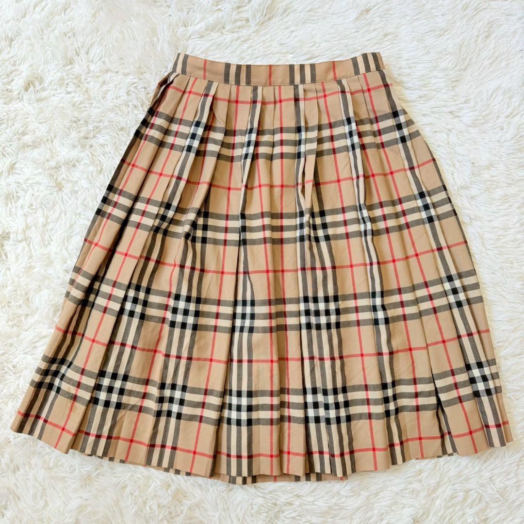 ✨極美品✨バーバリー 膝丈スカート ノバチェック プリーツ サイドファスナー