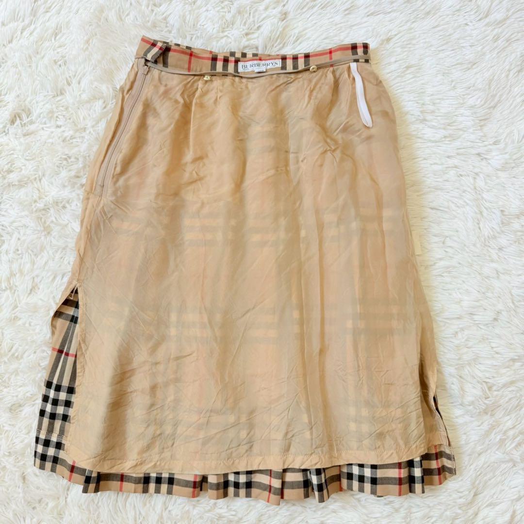 ✨極美品✨バーバリー 膝丈スカート ノバチェック プリーツ サイドファスナー