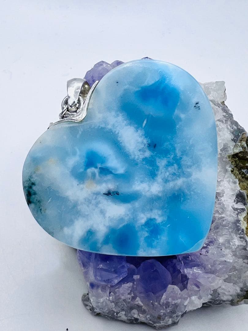 はちです。高品質ラリマーペンダントトップ