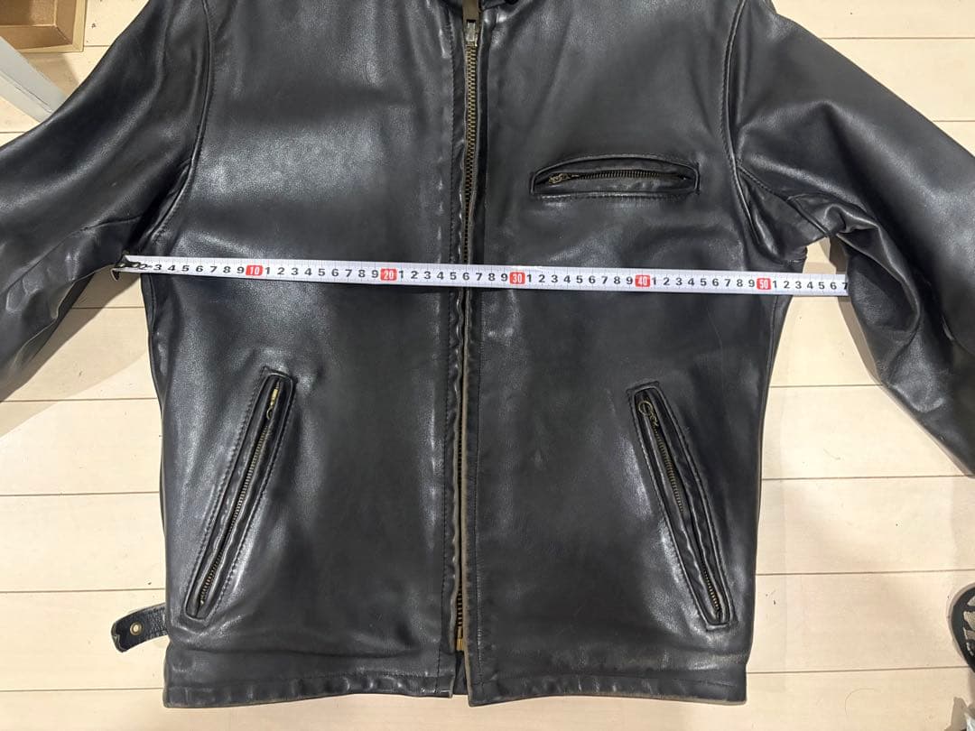 Schott ブラックレザーシングルライダースジャケット38 (M)品番641G