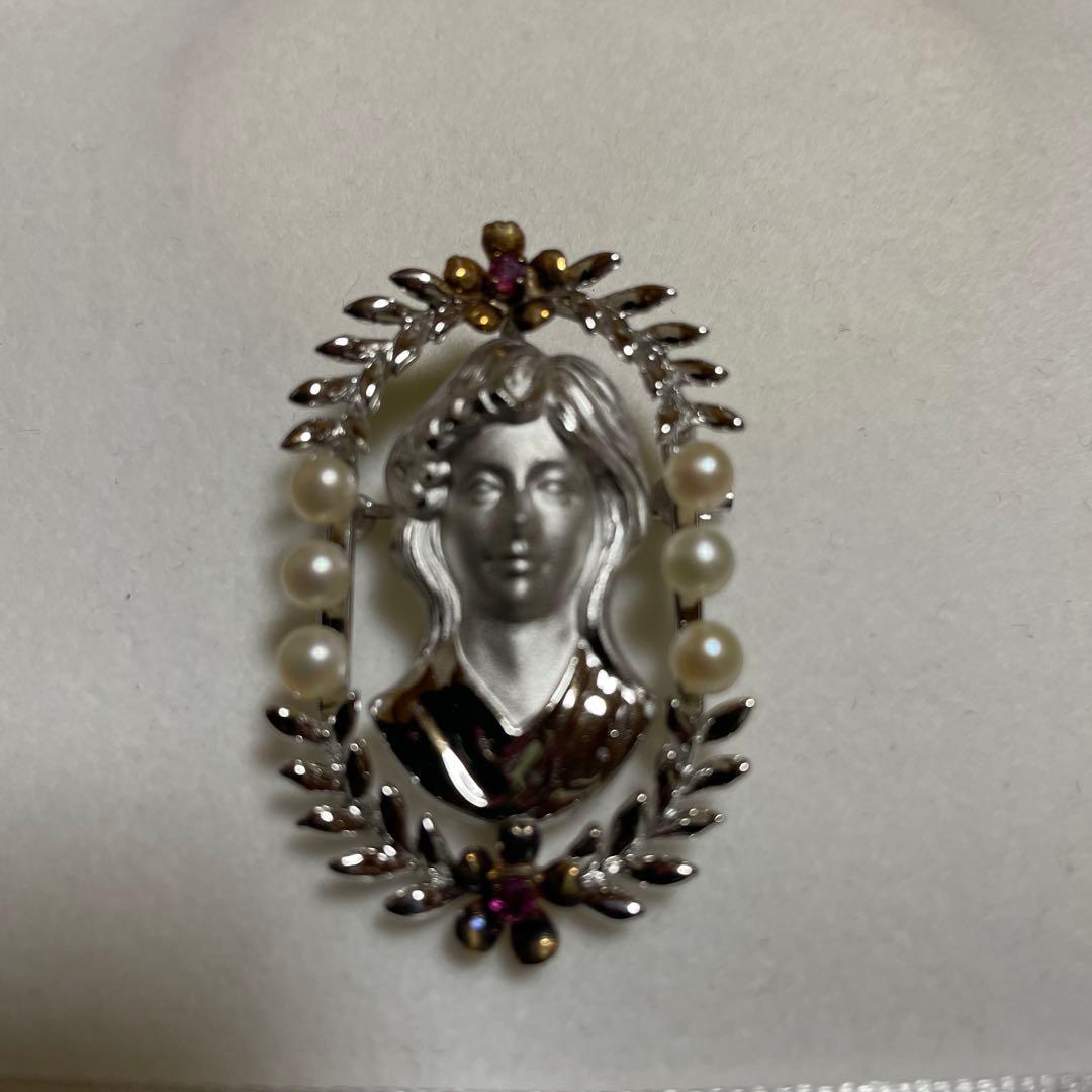 パール ブローチSILVER k18