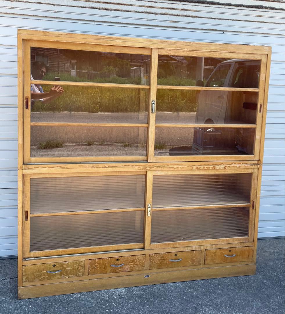 稀少/当時物/大型/水屋箪笥/箪笥/ガラス棚/食器棚/収納棚/小引き出し/②