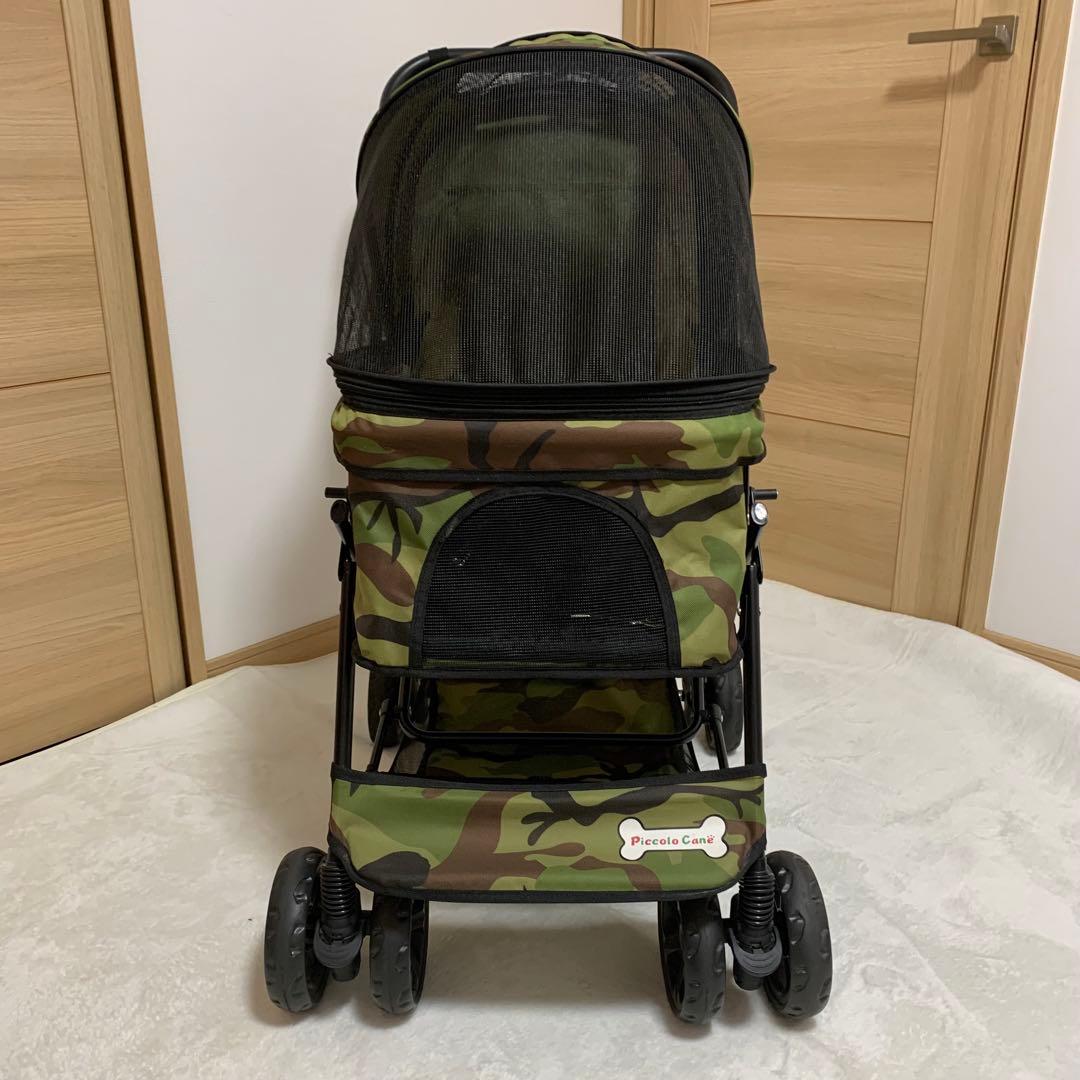 【美品】ピッコロカーネ プリモ 迷彩 ペットカート 中型犬 多頭飼 ロゴ有 人気