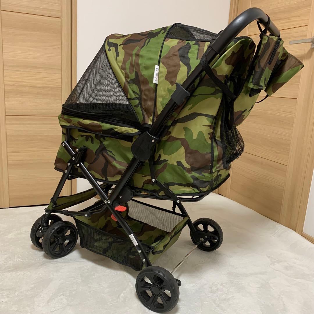 【美品】ピッコロカーネ プリモ 迷彩 ペットカート 中型犬 多頭飼 ロゴ有 人気