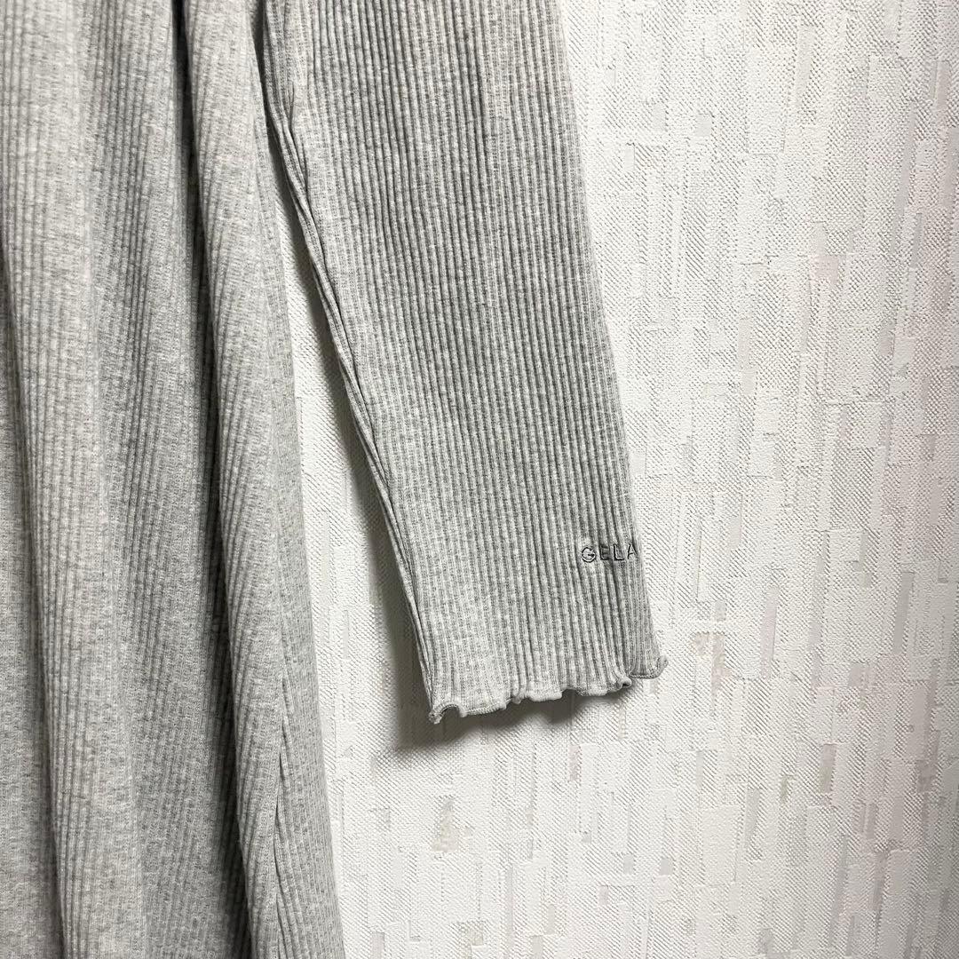 タグ付き ジェラートピケ　マタニティリブワンピース フリーサイズ グレー 長袖