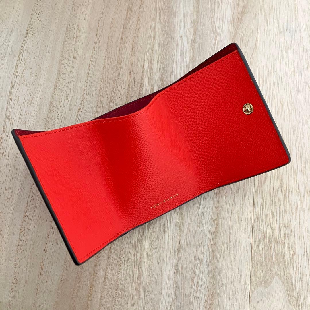新品✨トリーバーチ✨三つ折り財布✨エマーソン✨カラーブロック✨ピンク オレンジ系