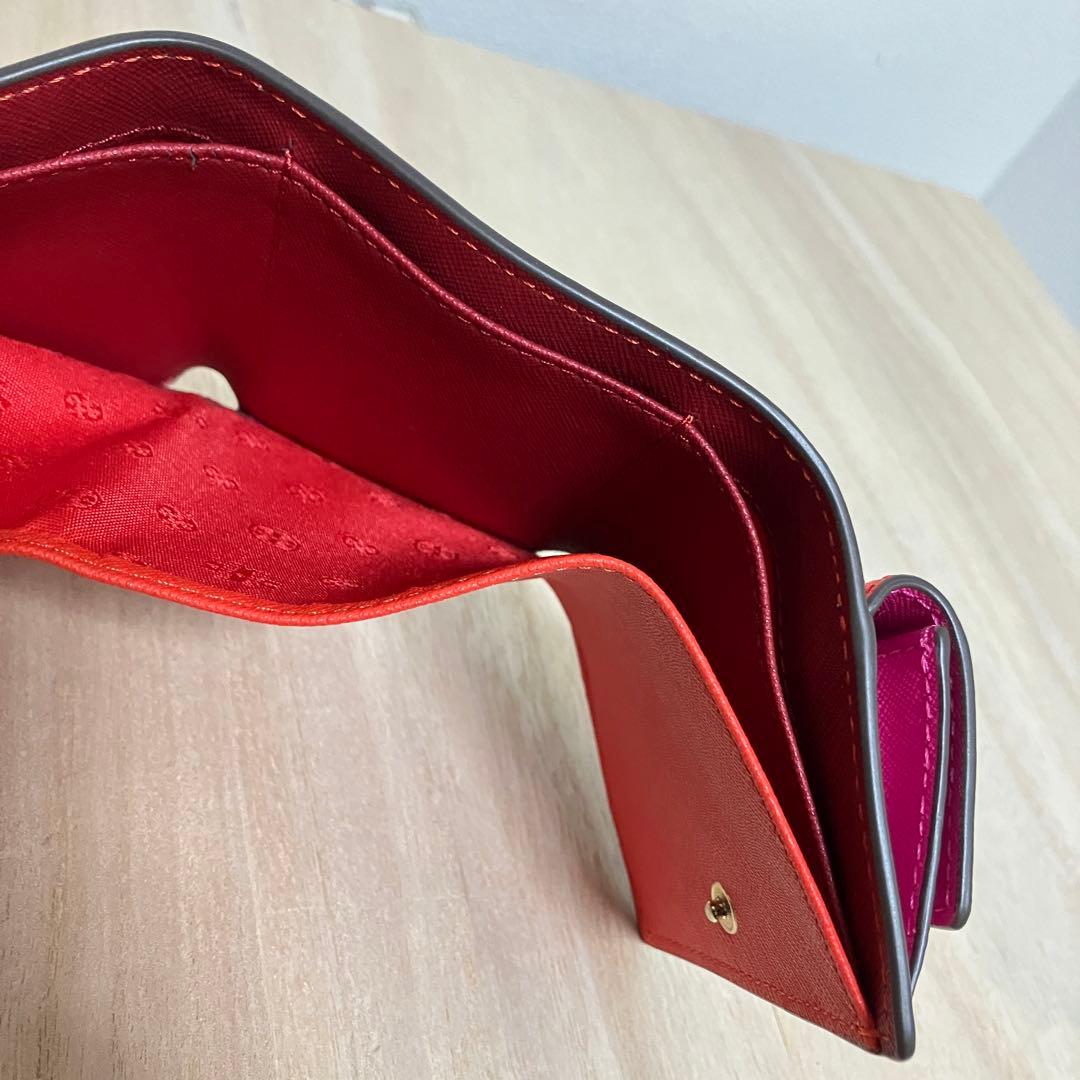 新品✨トリーバーチ✨三つ折り財布✨エマーソン✨カラーブロック✨ピンク オレンジ系