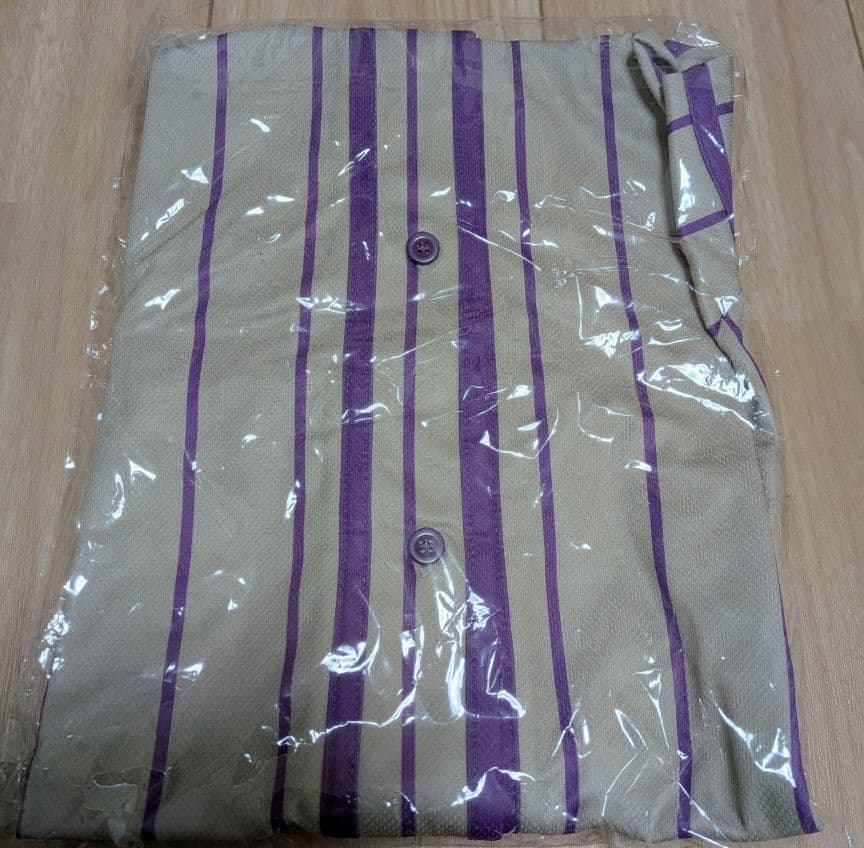 XL ストライプデザイン シャツ ベージュ・紫