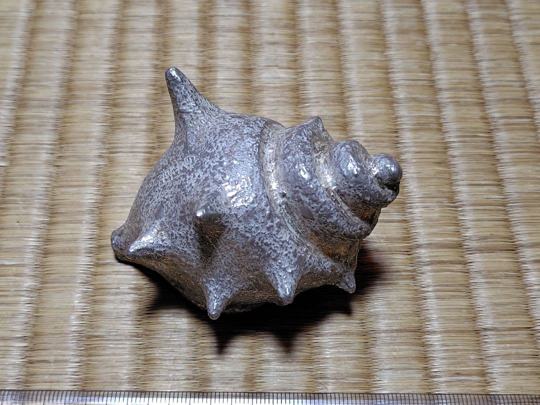 真葛香斎 銀叩サザエ 蓋置 共箱 茶道具