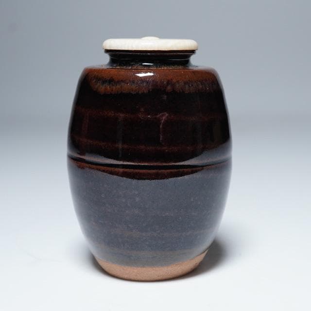 万代喜山　肩衝茶入　共箱　仕服：珠光緞子　茶道具　濃茶