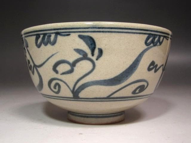 ★　膳所焼　安南写唐津文茶碗　裏千家　十四代　淡々斎の花押がございます★x571