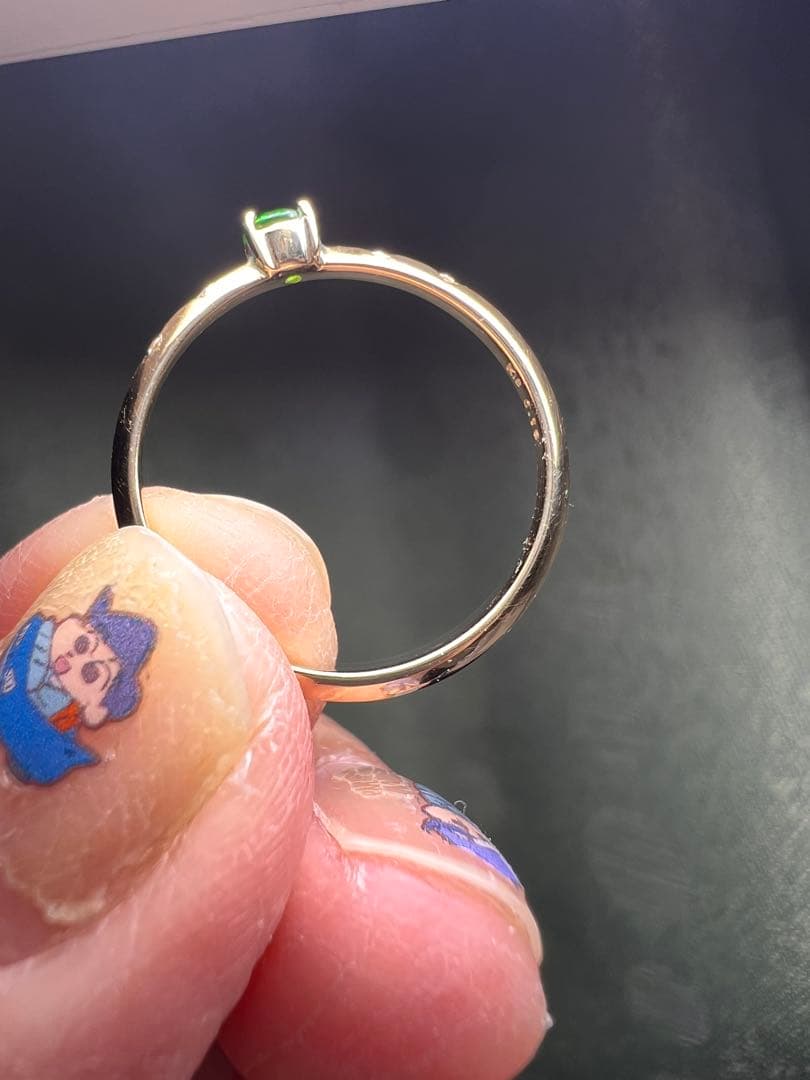 ホーステール入り デマントイドガーネット リング k18 YG 11号