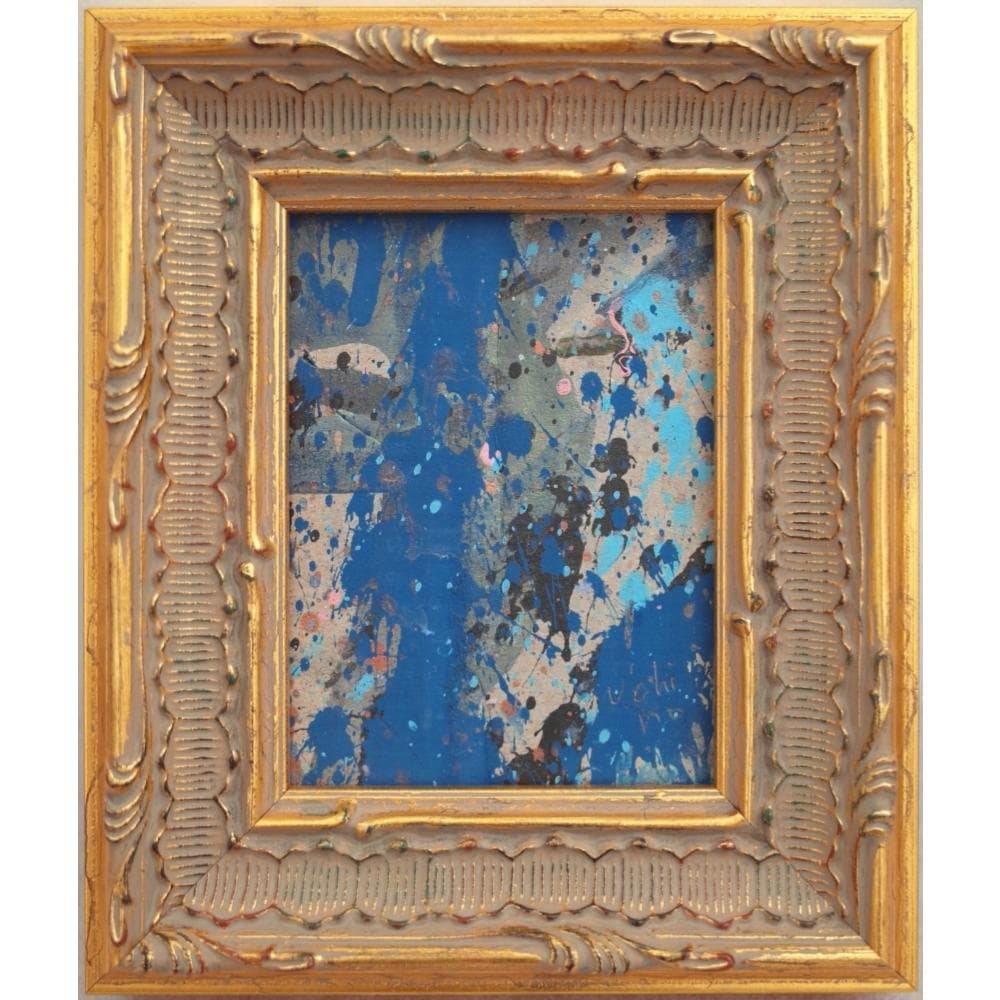 内野隆文　絵画　抽象画　段ボールにアクリル　アート作品　現代美術　ミニ額　額縁