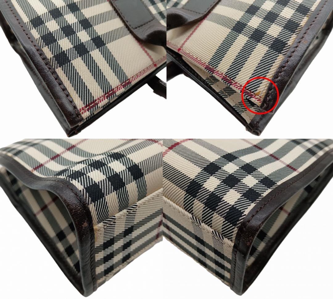 BURBERRY ノバチェック ハンドバッグ ダークブラウン×ベージュ系